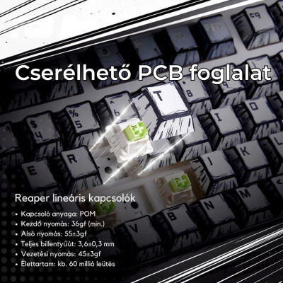 AULA F75 Vezeték Nélküli Mechanikus Gamer Billentyűzet - Comic