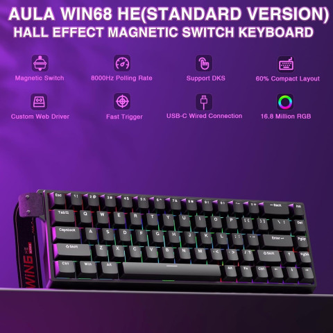 AULA WIN68 HE Magnetic Switch Mechanikus Gamer Billentyűzet