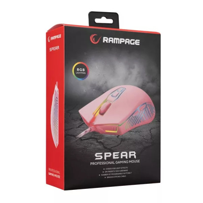 Rampage SMX-G68 SPEAR - Gamer Egér - Pink