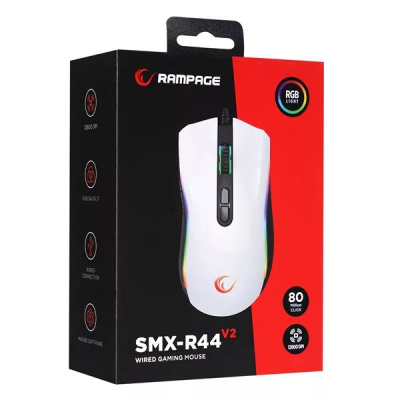Rampage SMX-R44 V2 Macro - Gamer Egér - Fehér