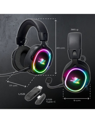Spirit of Gamer MIC-XH1200 - Vezeték Nélküli Gamer Headset - Fekete