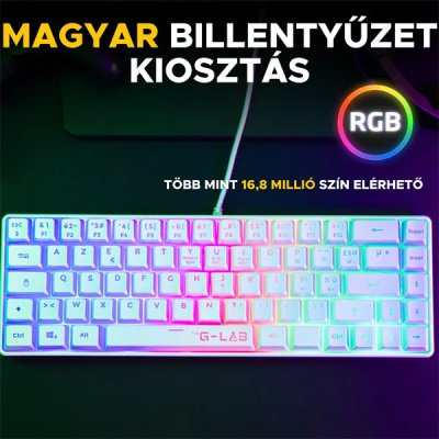 The G-Lab KEYZ HYDROGEN W/HU - Gamer Billentyűzet (Magyar Kiosztás!)