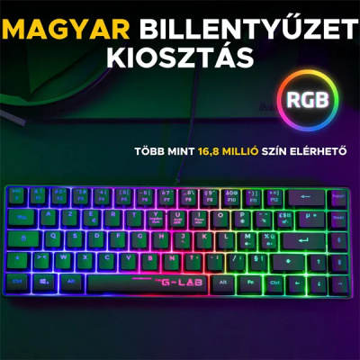 The G-Lab KEYZ HYDROGEN HU - Gamer Billentyűzet - Fekete (Magyar Kiosztás!)