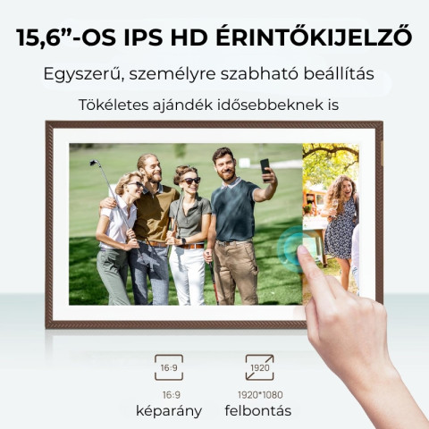 Arzopa D156 Digitális Képkeret - 15.6" - Barna