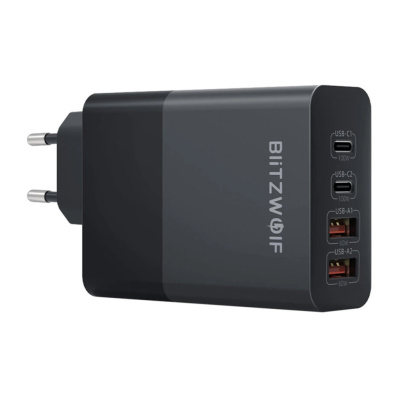 BlitzWolf BW-S29 USB + USB-C Gyorstöltő Hálózati Adapter 120W - Fekete