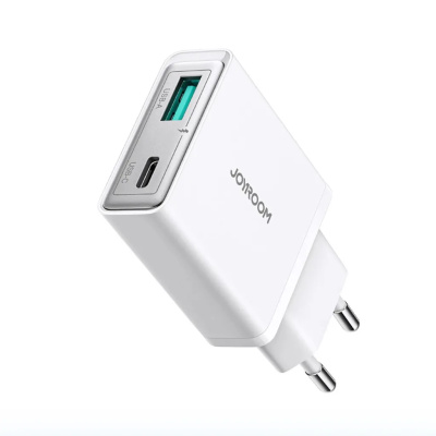 Joyroom JR-TCF14 USB + USB-C Gyorstöltő Hálózati Adapter 20W - Fehér
