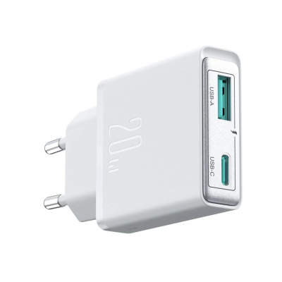 Joyroom JR-TCF14 USB + USB-C Gyorstöltő Hálózati Adapter 20W - Fehér