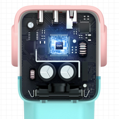 UGREEN Nexode RG USB + USB-C Gyorstöltő Hálózati Adapter 65W - Pink-Kék