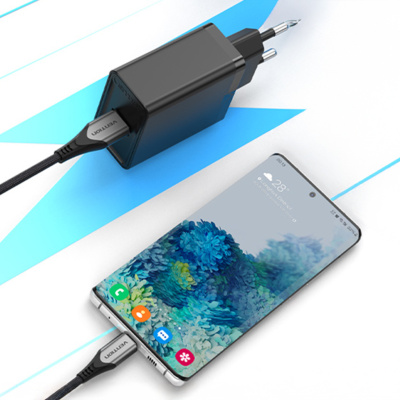 Vention FACB0-EU USB Gyorstöltő Hálózati Adapter 22.5W - Fekete