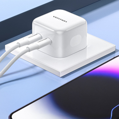 Vention FBPW0-EU USB-C GaN Gyorstöltő Hálózati Adapter 35W - Fehér