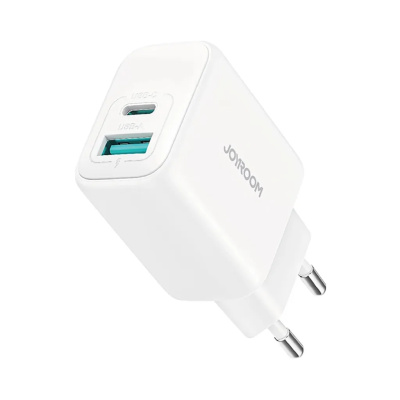 Joyroom JR-TCF21 USB + USB-C Gyorstöltő Hálózati Adapter 20W - Fehér