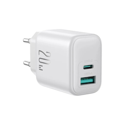 Joyroom JR-TCF21 USB + USB-C Gyorstöltő Hálózati Adapter 20W - Fehér