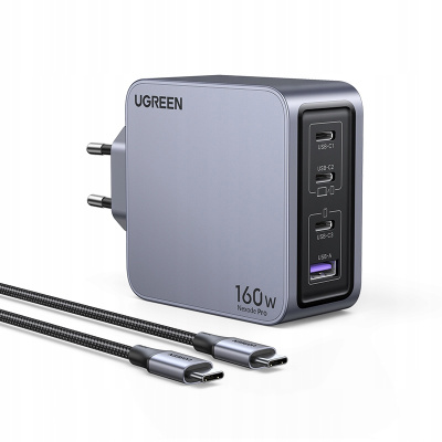 UGREEN Nexode Pro USB + USB-C GaN Gyorstöltő Hálózati Adapter 160W - Szürke