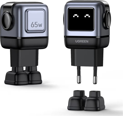 UGREEN Nexode RG USB + USB-C Robot GaN Gyorstöltő Hálózati Adapter 65W - Szürke