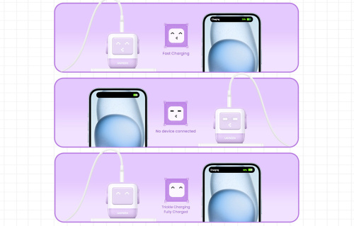 UGREEN Nexode RG (Robot GaN) USB + USB-C Gyorstöltő Hálózati Adapter 65W - Lila