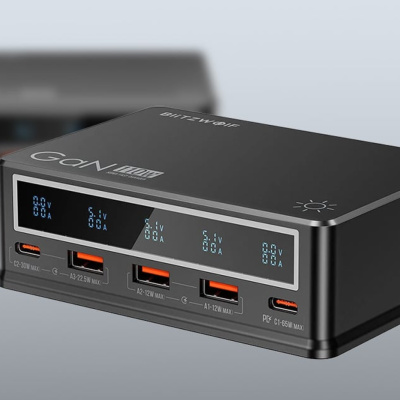 BlitzWolf BW-i9 USB-A + USB-C Asztali töltő 110W - Fekete