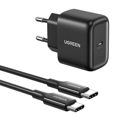 UGREEN CD250 USB-C Gyorstöltő Hálózati Adapter 25W + USB-C kábel - Fekete