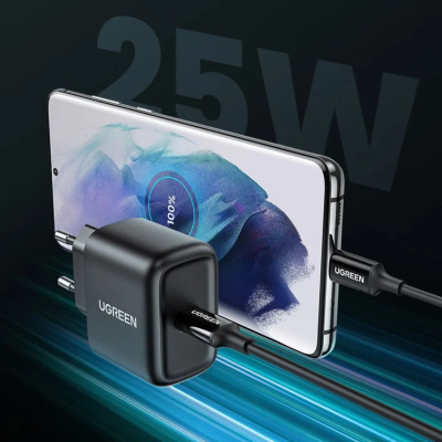 UGREEN CD250 USB-C Gyorstöltő Hálózati Adapter 25W + USB-C kábel - Fekete