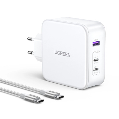 UGREEN Nexode 15339 USB + USB-C Gyorstöltő Hálózati Adapter 140W - Fehér