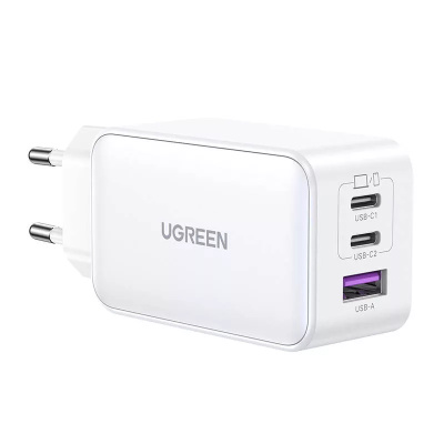 UGREEN Nexode USB + USB-C GaN Gyorstöltő Hálózati Adapter 65W - Fehér