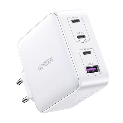 UGREEN Nexode 15337 USB + USB-C GaN Gyorstöltő Hálózati Adapter 100W - Fehér