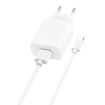 Foneng EU28 USB Gyorstöltő Hálózati Adapter + USB-C Kábel