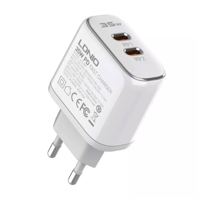 LDNIO A2528M USB-C Gyorstöltő Hálózati Adapter + USB-C - Lightning Kábel