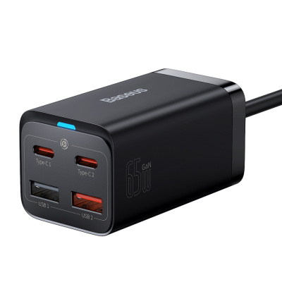 Baseus GaN3 Pro USB + USB-C Gyorstöltő Hálózati Adapter 65W - Fekete