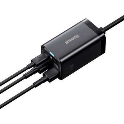 Baseus GaN3 Pro USB + USB-C Gyorstöltő Hálózati Adapter 65W - Fekete