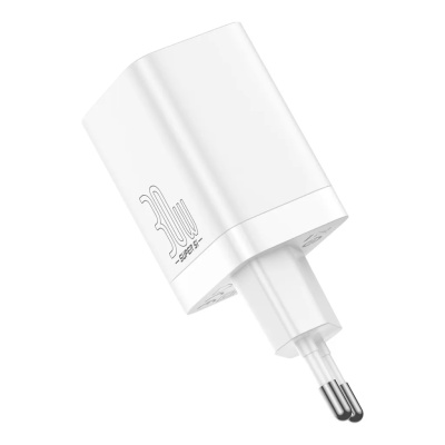 Baseus Super Si Pro USB + USB-C Gyorstöltő Hálózati Adapter 30W - Fehér