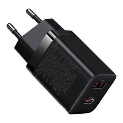 Baseus Super Si Pro USB + USB-C Gyorstöltő Hálózati Adapter 30W - Fekete
