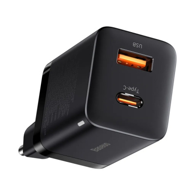 Baseus Super Si Pro USB + USB-C Gyorstöltő Hálózati Adapter 30W - Fekete