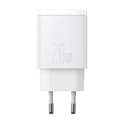 Baseus USB + USB-C Gyorstöltő Hálózati Adapter 20W - Fehér