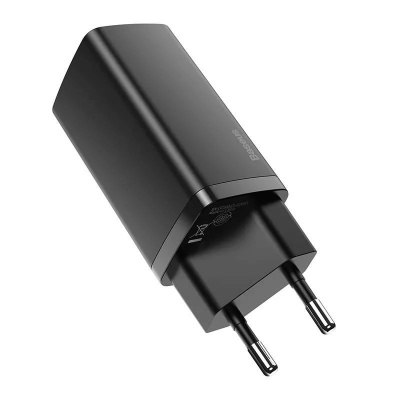 Baseus GaN2 Lite USB + USB-C Gyorstöltő Hálózati Adapter 65W - Fekete
