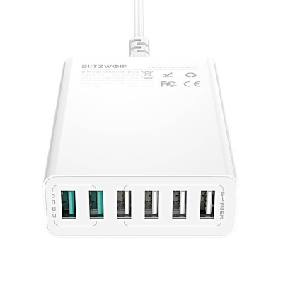 Blitzwolf BW-S15 6x USB Gyorstöltő Hálóati Adapter 60W - Fehér