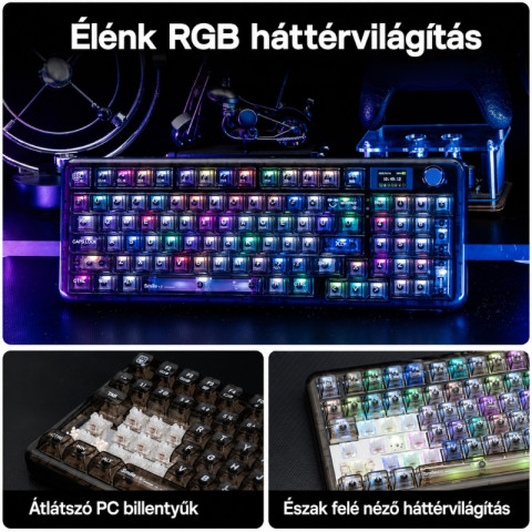 AULA NB98 Vezeték Nélküli Mechanikus Gamer Billentyűzet - Átlátszó