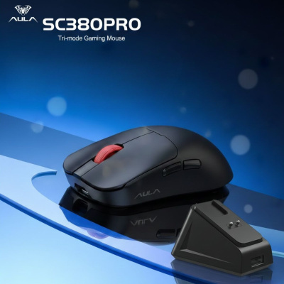 AULA SC380 Pro Tri-Mode Vezeték Nélküli Gamer Egér + Dokkoló - Fekete