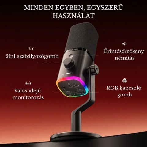 MAONO PD100W Vezeték Nélküli Streamer Mikrofon RGB