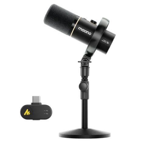 MAONO PD200W Hybrid Vezeték Nélküli Podcast Mikrofon RGB - Fekete