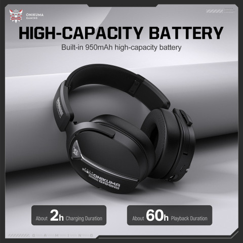 Onikuma GT887 4-Mode Vezeték Nélküli Gamer Headset - Fekete