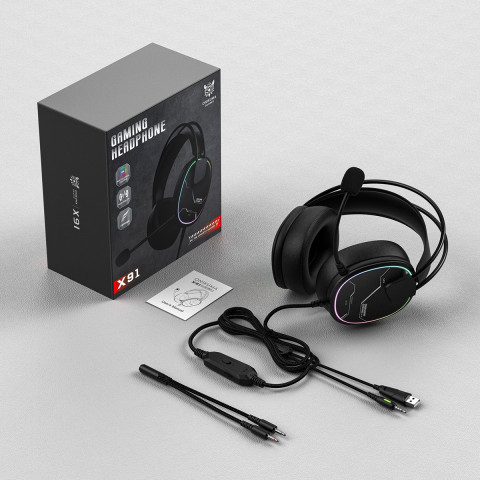 Onikuma X91 RGB Gaming Fejhallgató - Fekete