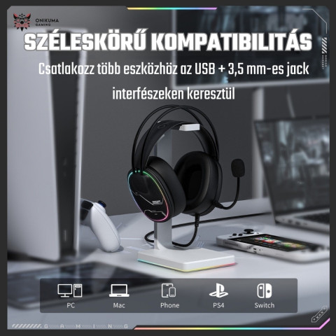 Onikuma X91 RGB Gaming Fejhallgató - Fekete