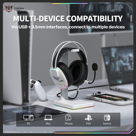 Onikuma X91 RGB Gaming Fejhallgató - Fehér