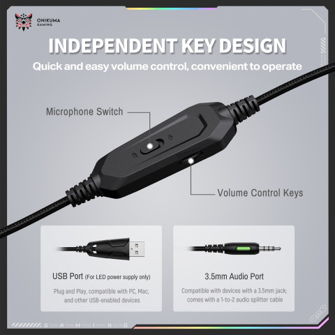 Onikuma X91 RGB Gaming Fejhallgató - Fehér