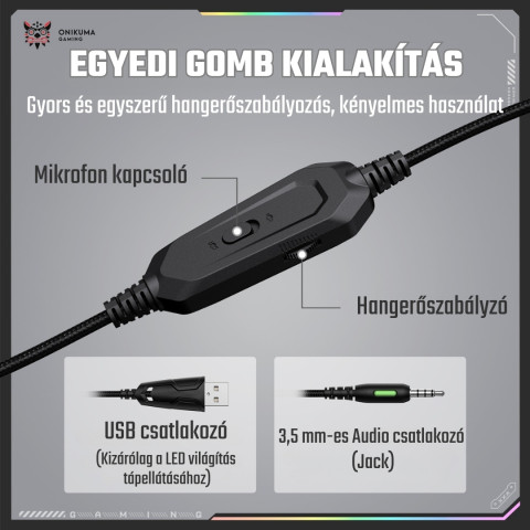 Onikuma X91 RGB Gaming Fejhallgató - Fehér