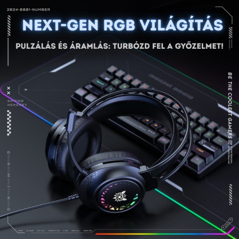 Onikuma X92 RGB Gamer Fejhallgató - Fekete