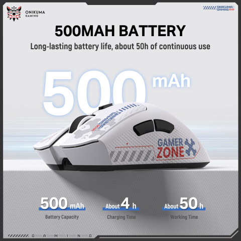 Onikuma DM01 Tri-Mode Vezeték Nélküli Gamer Egér - Fehér