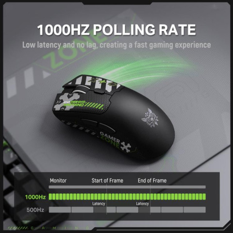 Onikuma DM01 Tri-Mode Vezeték Nélküli Gamer Egér - Fekete