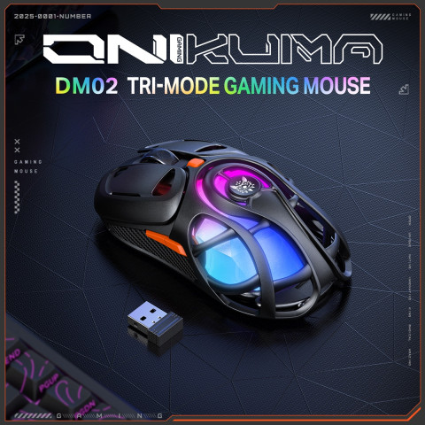 Onikuma DM02 Tri-Mode Vezeték Nélküli Gamer Egér - Fekete
