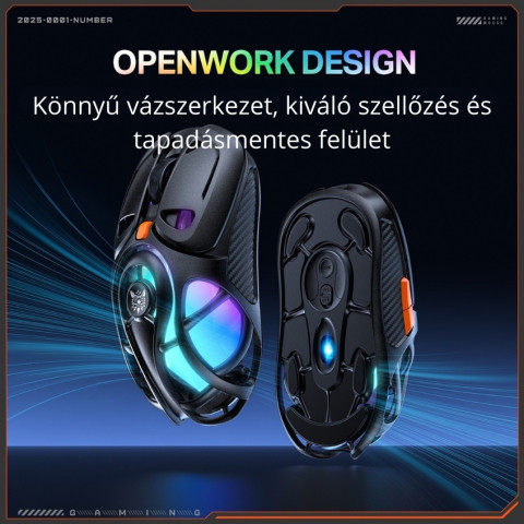 Onikuma DM02 Tri-Mode Vezeték Nélküli Gamer Egér - Fekete
